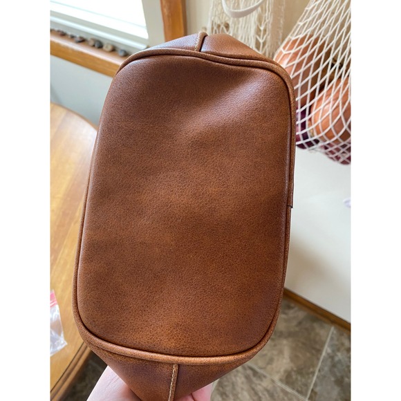 Vintage 90s Liz Claiborne Floral Tapestry Mini Tote Bag Brown Leather Heritage - Picture 3 of 6